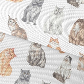 Hand Drawn Realistic Cat Breed Waterproof Oxford