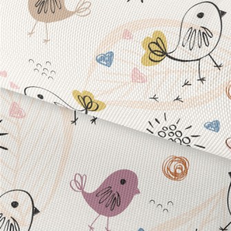 Line Birds And Flowers Waterproof Oxford