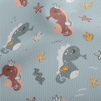 Cute Seahorse And Seaweed Athletic Mesh Flat Back
