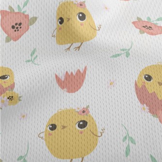 Round And Cute Yellow Chick Athletic Mesh Flat Back