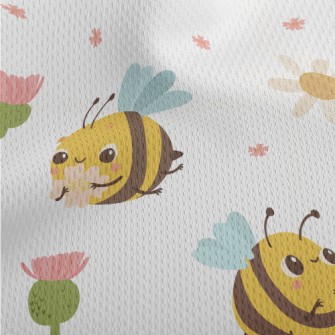 Round And Innocent Bees And Fl Athletic Mesh Flat Back