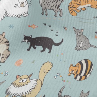 Childlike Hand-painted Cats Terry