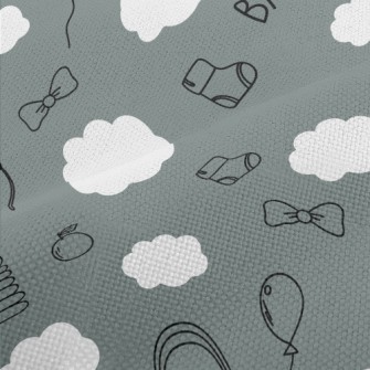Doodle Hand Drawn Baby Items Performance Linen