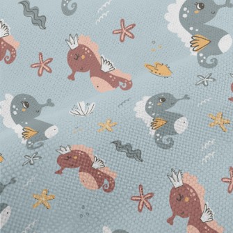 Cute Seahorse And Seaweed Performance Linen