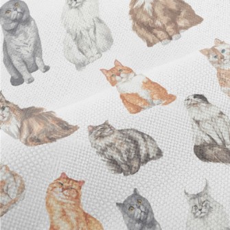 Hand Drawn Realistic Cat Breed Performance Linen