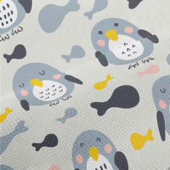 Hand Drawn Penguin And Colorfu Performance Linen