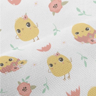 Round And Cute Yellow Chick Performance Linen