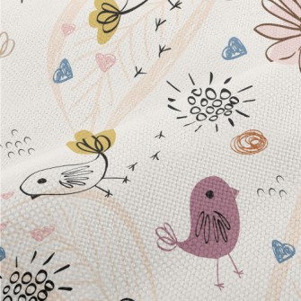 Line Birds And Flowers Performance Linen