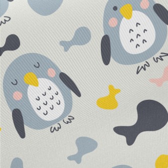 Hand Drawn Penguin And Colorfu Twill