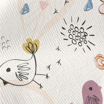 Line Birds And Flowers Standard Corduroy