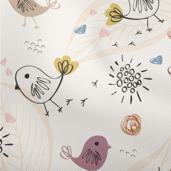 Line Birds And Flowers Dobby