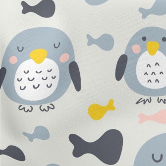 Hand Drawn Penguin And Colorfu Stretch Ponte