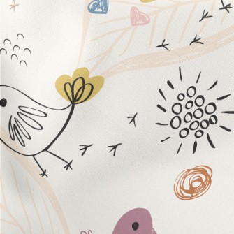 Line Birds And Flowers Stretch Ponte