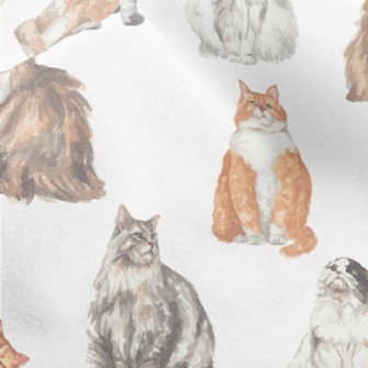 Hand Drawn Realistic Cat Breed Micro Fleece