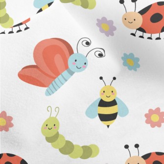 Happy Butterfly Bee Ladybug Micro Fleece