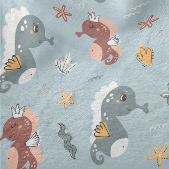 Cute Seahorse And Seaweed Minky
