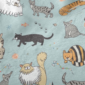Childlike Hand-painted Cats Minky