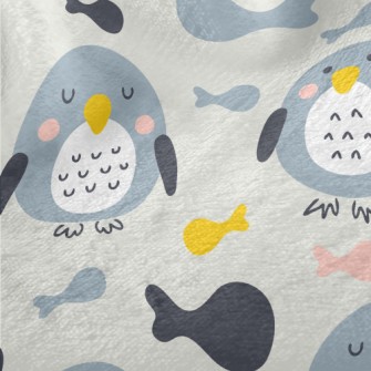 Hand Drawn Penguin And Colorfu Minky