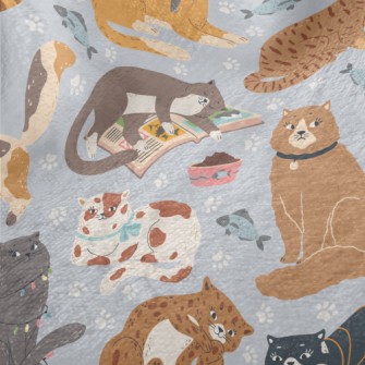 Naughty And Cute Cats Minky