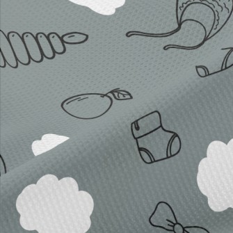 Doodle Hand Drawn Baby Items Piqué