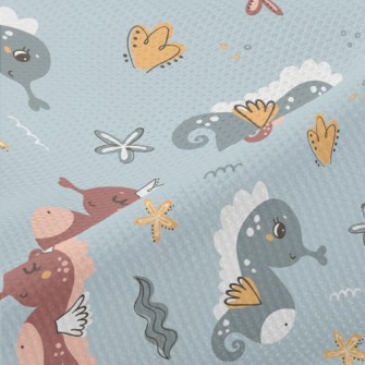 Cute Seahorse And Seaweed Piqué