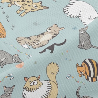 Childlike Hand-painted Cats Piqué