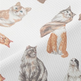 Hand Drawn Realistic Cat Breed Piqué