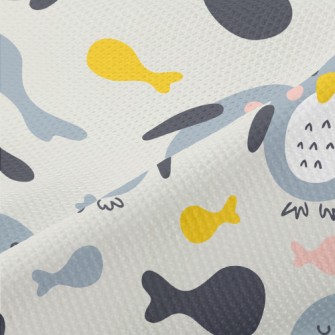 Hand Drawn Penguin And Colorfu Piqué