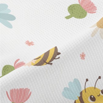 Round And Innocent Bees And Fl Piqué