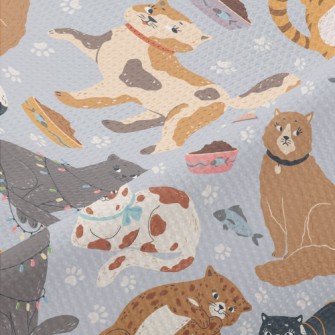 Naughty And Cute Cats Piqué