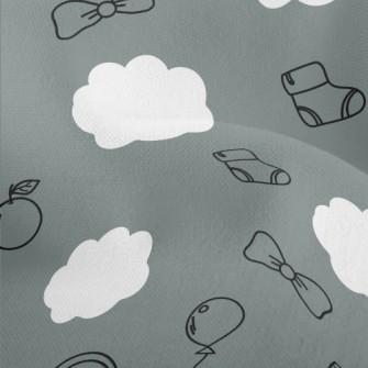 Doodle Hand Drawn Baby Items Lightweight Performance Linen