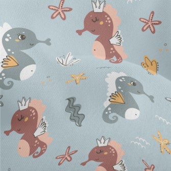 Cute Seahorse And Seaweed Lightweight Performance Linen
