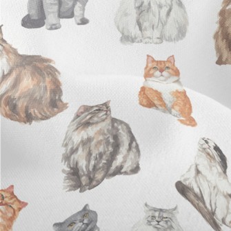 Hand Drawn Realistic Cat Breed Lightweight Performance Linen