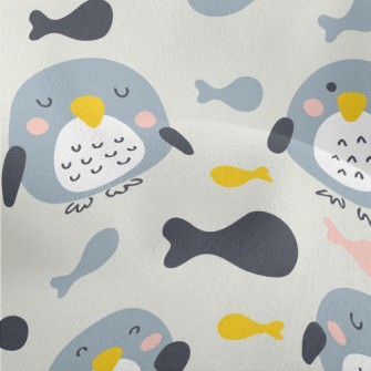 Hand Drawn Penguin And Colorfu Lightweight Performance Linen