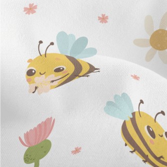 Round And Innocent Bees And Fl Lightweight Performance Linen