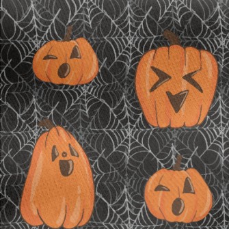 Happy Little Pumpkin And Spide Jersey Backed Fleece