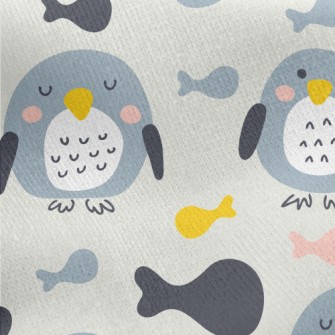 Hand Drawn Penguin And Colorfu Jersey Backed Fleece