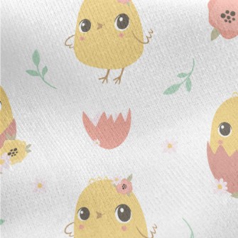 Round And Cute Yellow Chick Jersey Backed Fleece