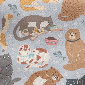 Naughty And Cute Cats Jersey Backed Fleece