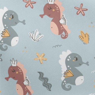 Cute Seahorse And Seaweed Pongee