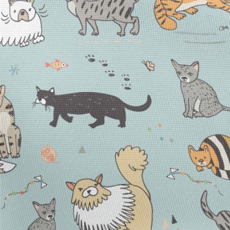 Childlike Hand-painted Cats Pongee