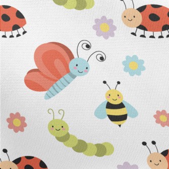 Happy Butterfly Bee Ladybug Pongee