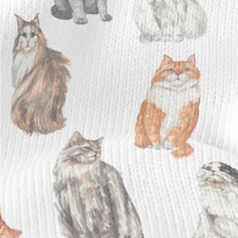Hand Drawn Realistic Cat Breed Stretch Jersey
