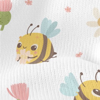 Round And Innocent Bees And Fl Stretch Jersey