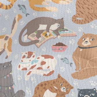 Naughty And Cute Cats Stretch Jersey