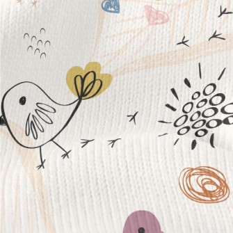 Line Birds And Flowers Stretch Jersey