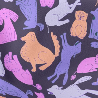 Doodles Of Different Dog Breed Lightweight Cotton Poplin