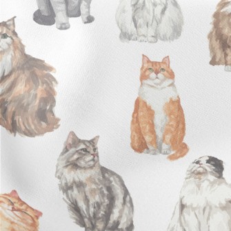 Hand Drawn Realistic Cat Breed Lightweight Cotton Poplin
