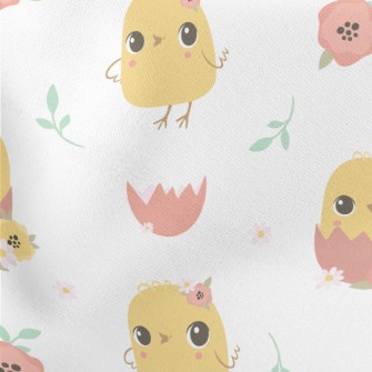 Round And Cute Yellow Chick Lightweight Cotton Poplin