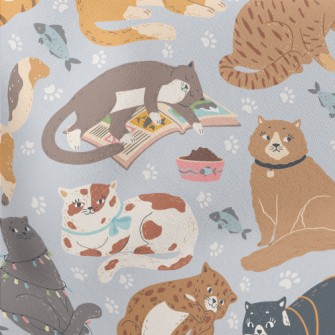 Naughty And Cute Cats Lightweight Cotton Poplin